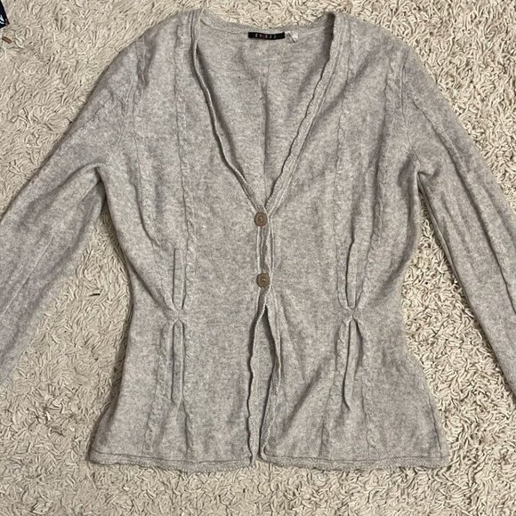CYRUS gray cashmere long sleeve button front cardigan sweater medium m